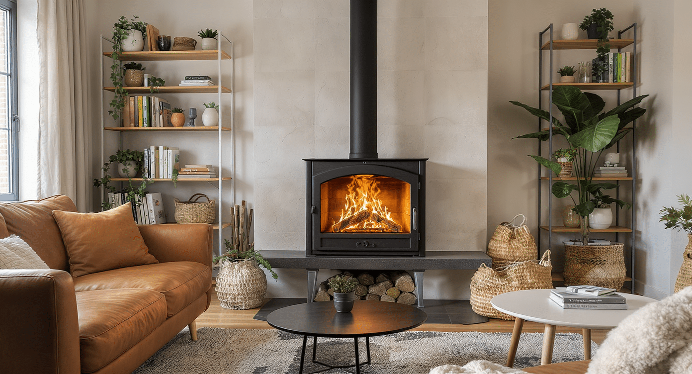 Comparatif de différents modèles de poêles à bois dans un intérieur