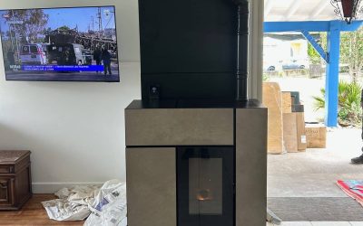 Poêle à granulés à Arbanats, installation du MCZ Feel finition Tortora